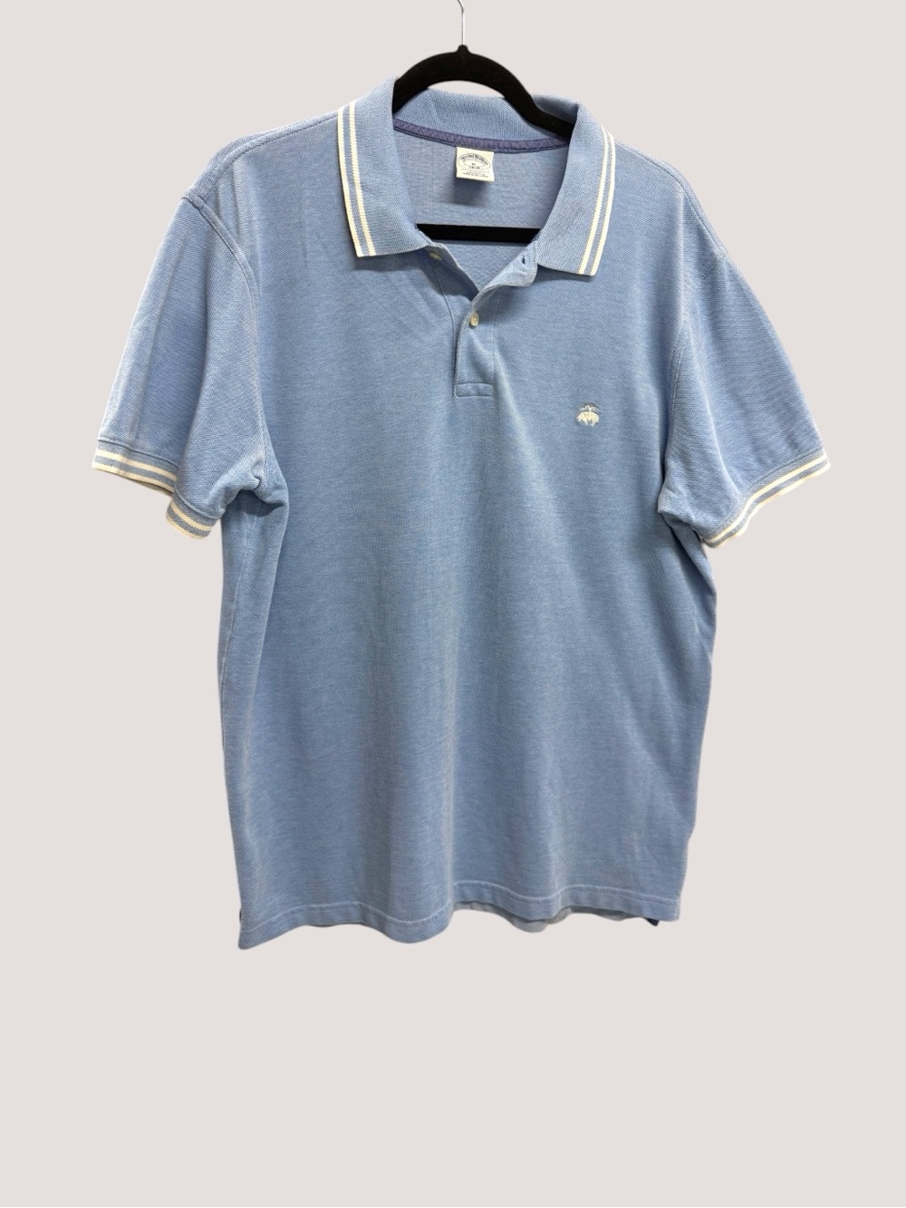 Brooks Brothers 1818 Performance Polo Shirt Classic Light Blue Contrast Trim XL